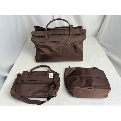 Calvin Klein Chocolate Brown Tote Bag Overnight Duffle Set 3 Bags