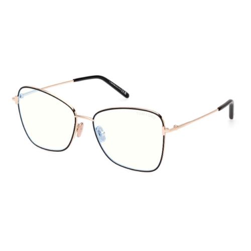 Tom Ford FT5906 001 Black/monocolor/shiny Rose Gold Butterfly Women`s Eyeglasses