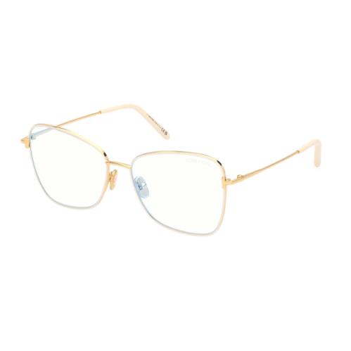 Tom Ford FT5906 025 Shiny Ivory / Shiny Deep Gold Butterfly Women`s Eyeglasses