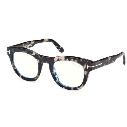 Tom Ford FT5873 005 Coloured Havana/blue Block Square Men`s Eyeglasses