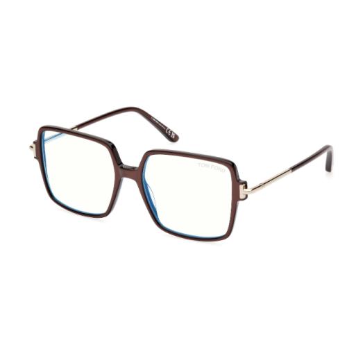 Tom Ford FT5915 045 Light Brown/monocolor/clear Square Women`s Eyeglasses