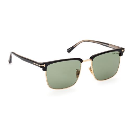 Tom Ford Hudson 02 FT0997 H 01N Pale Gold-black/green Square Men`s Sunglasses