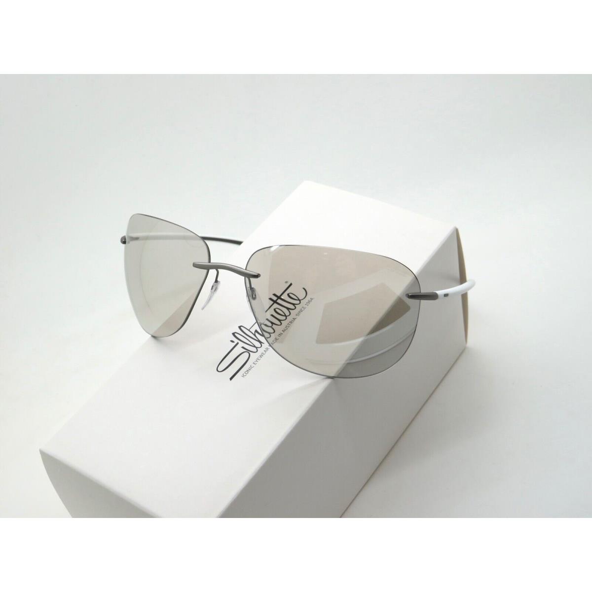 Silhouette Bayside 8729 7110 White-cool Grey/light Q Grey Rimless Sunglasses
