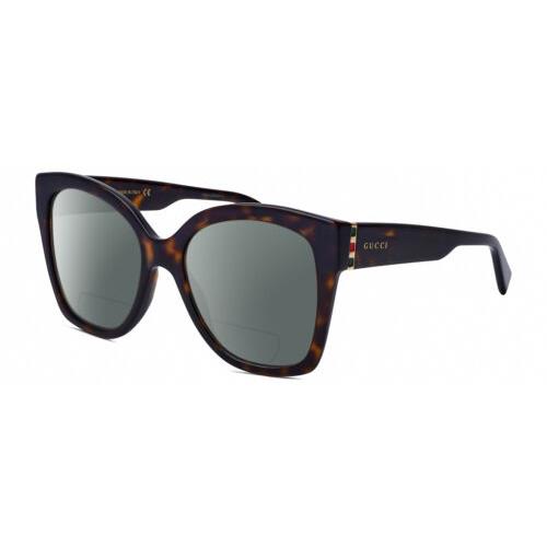 Gucci GG0459S-002 Cat Eye Polarized Bifocal Sunglasses Brown Havana 54 mm 41 Opt Grey