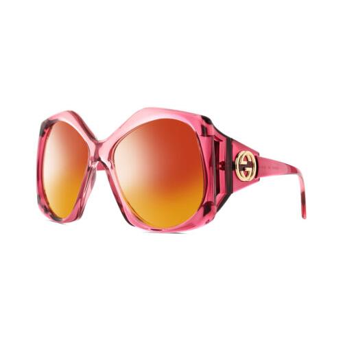 Gucci GG0875S-003 Women Polarized Sunglasses Burgundy Pink Crystal 62mm 4 Option Red Mirror Polar