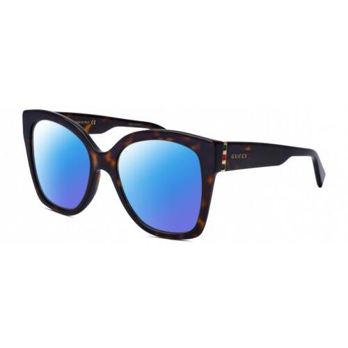 Gucci GG0459S-002 Cat Eye Polarized Sunglasses Brown Havana Gold 54 mm 4 Options Blue Mirror Polar