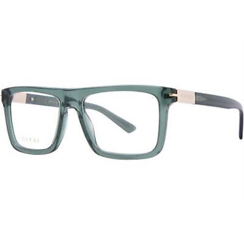 Gucci GG1504O 007 Eyeglasses Men`s Green Full Rim Rectangle Shape 56mm