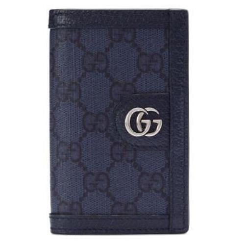 Gucci Ophidia GG Supreme Blue Dark Blue Long Card Case Wallet W/box