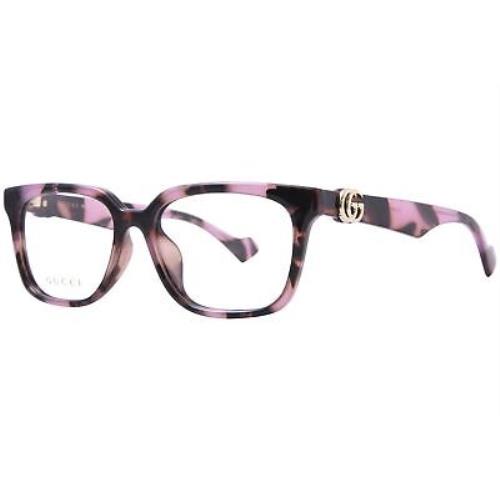 Gucci GG1537OK 004 Eyeglasses Women`s Pink Havana Full Rim Rectangle Shape 55mm