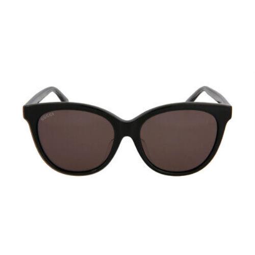 Gucci GG0081SK 002 Black Cat Eye Smoke 56mm Non-polarized Women`s Sunglasses