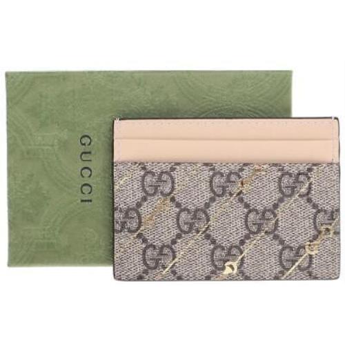 Gucci GG Supreme Coated Canvas Leather Horsebit Card Holder Wallet W/box