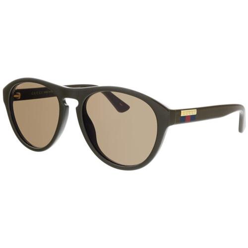 Gucci GG0747S-004 Unisex Round Full Rim Designer Sunglasses in Green/brown 55 mm