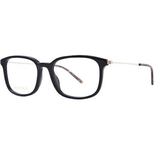 Gucci GG1577O 005 Eyeglasses Men`s Black/gold Full Rim Rectangle Shape 54mm