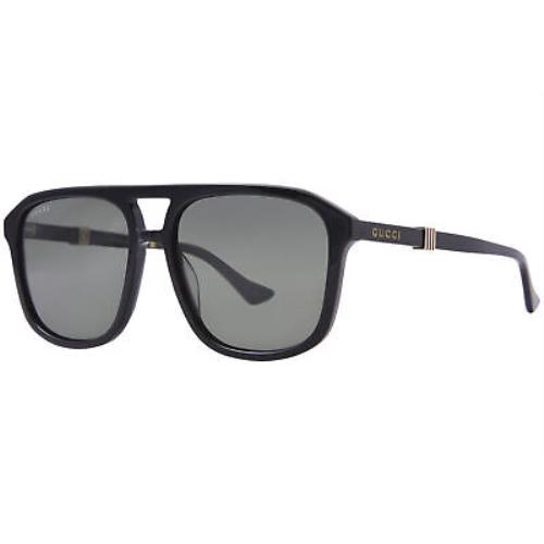 Gucci GG1494S 001 Sunglasses Men`s Black/grey Lenses Pilot Style 57mm