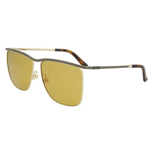 Gucci GG0821S-003 Unisex Square Sunglasses Gold Black Brown Tortoise/amber 62 mm