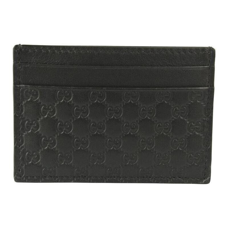 Gucci Microguccissima Black Leather Logo Card Case 262837