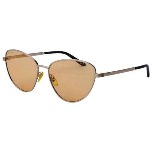 Gucci GG0803S-004 Women Cat Eye Designer Sunglasses Gold Black/peach Orange 58mm