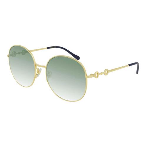 Gucci GG0881SA-003 Womens Sunglasses Gold Metallic Navy/green Blue Gradient 59mm