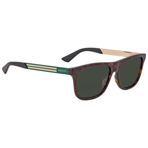 Gucci GG0687S-003 Mens Retro Designer Sunglasses in Brown Havana Gold/green 57mm