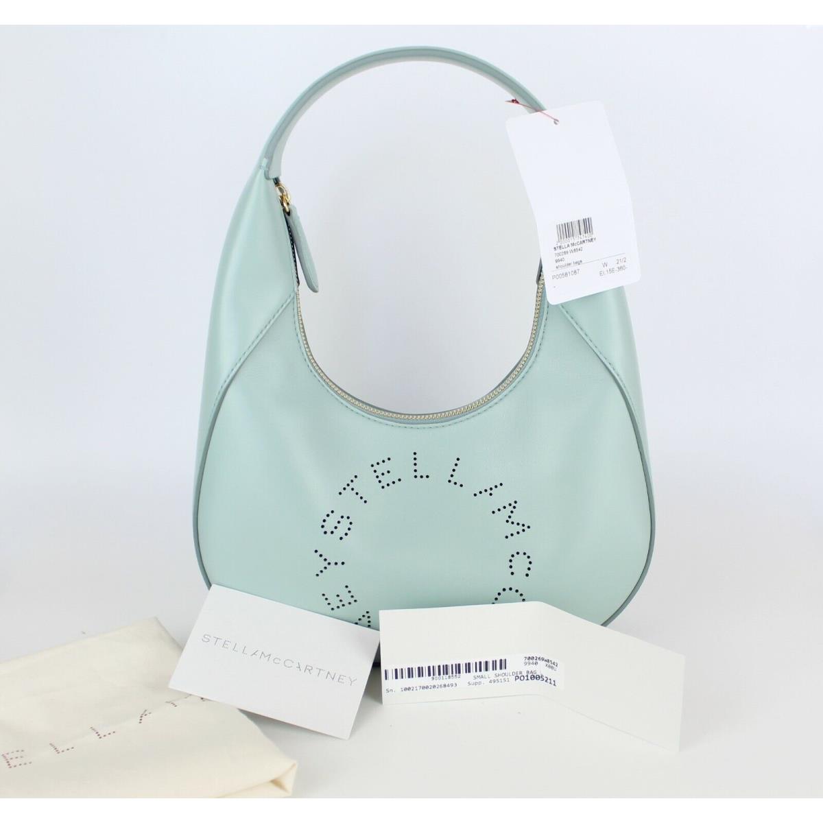 Stella Mccartney Small Perforated Logo Leather Hobo Bag Mint