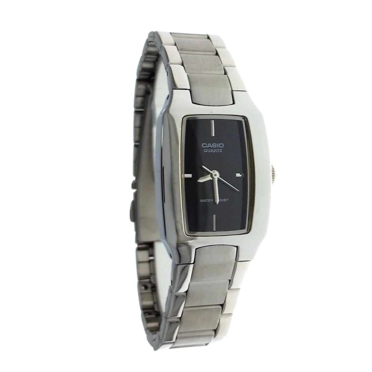 Casio Rectangle Black Dial S Steel Ladies Wristwatch Watch LTP1165A 1CRDF