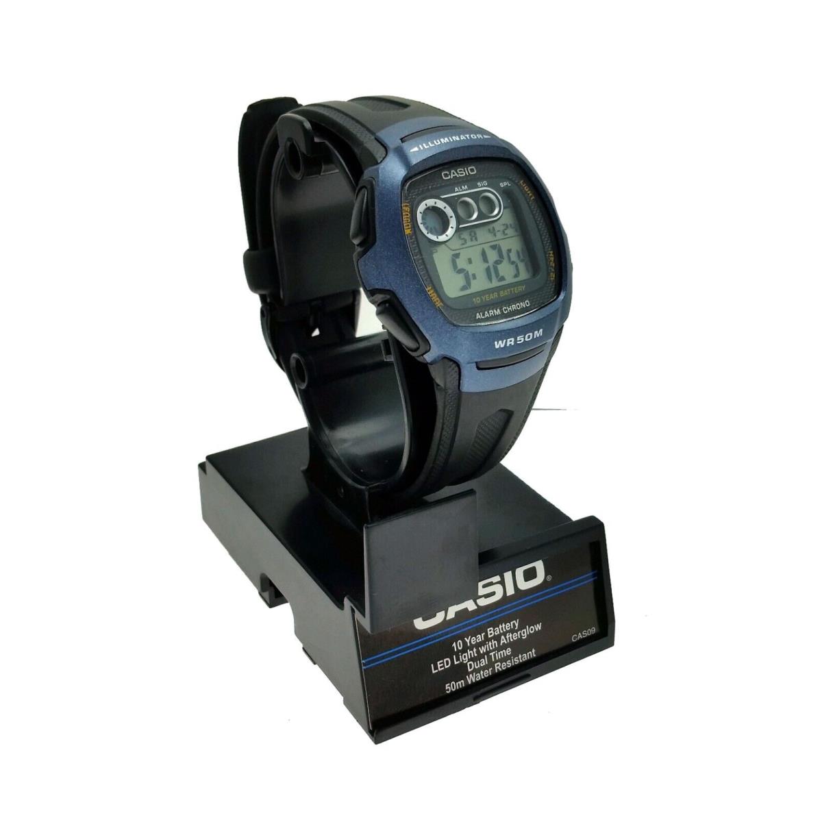 Casio Vintage Watch Resin Band Alarm 10 Year Battery Illuminator W210-1BV - Dial: Gray, Band: Black
