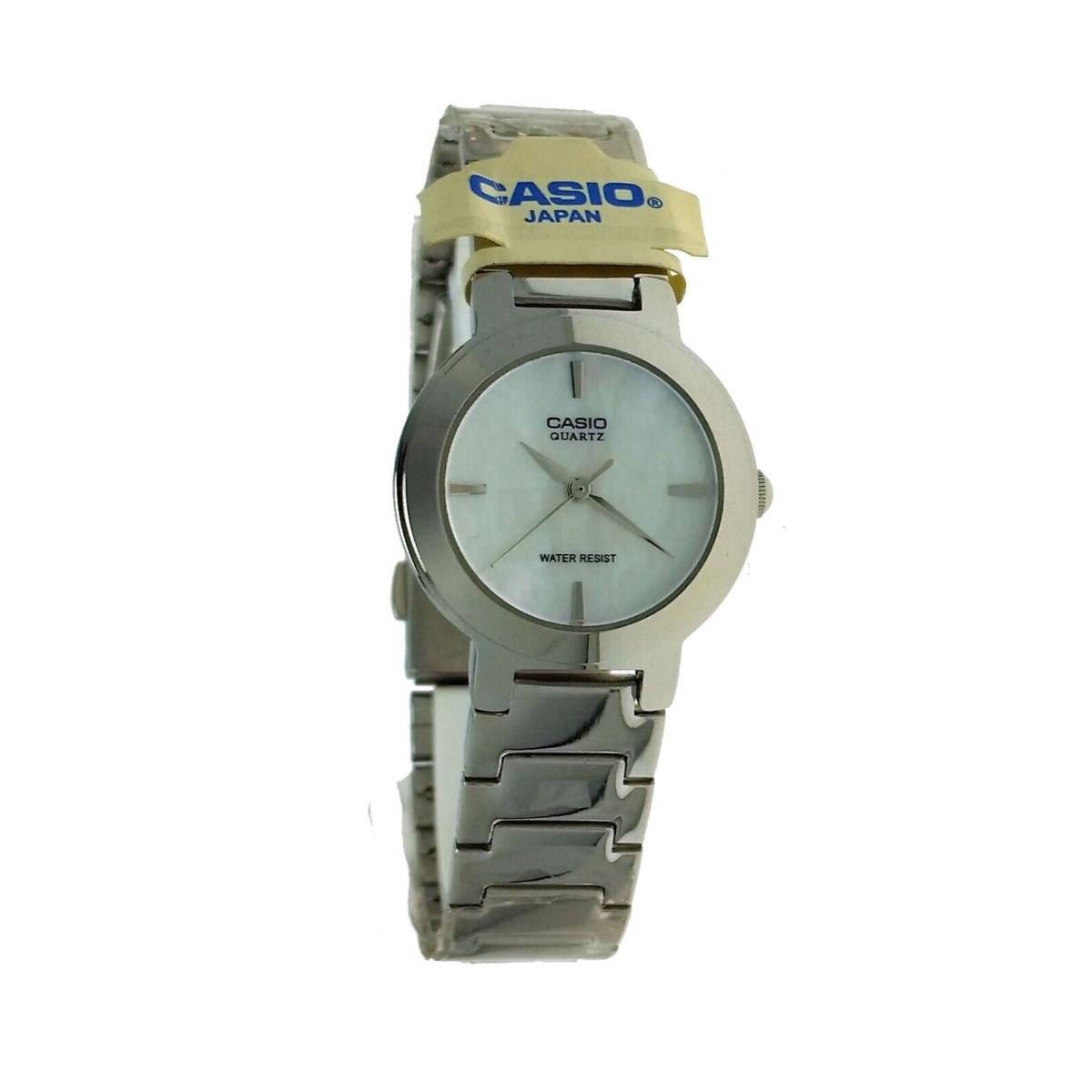 Casio Ladies White Mother Of Pearl Dial Metal Wristwatch Watch LTP1191A-7C
