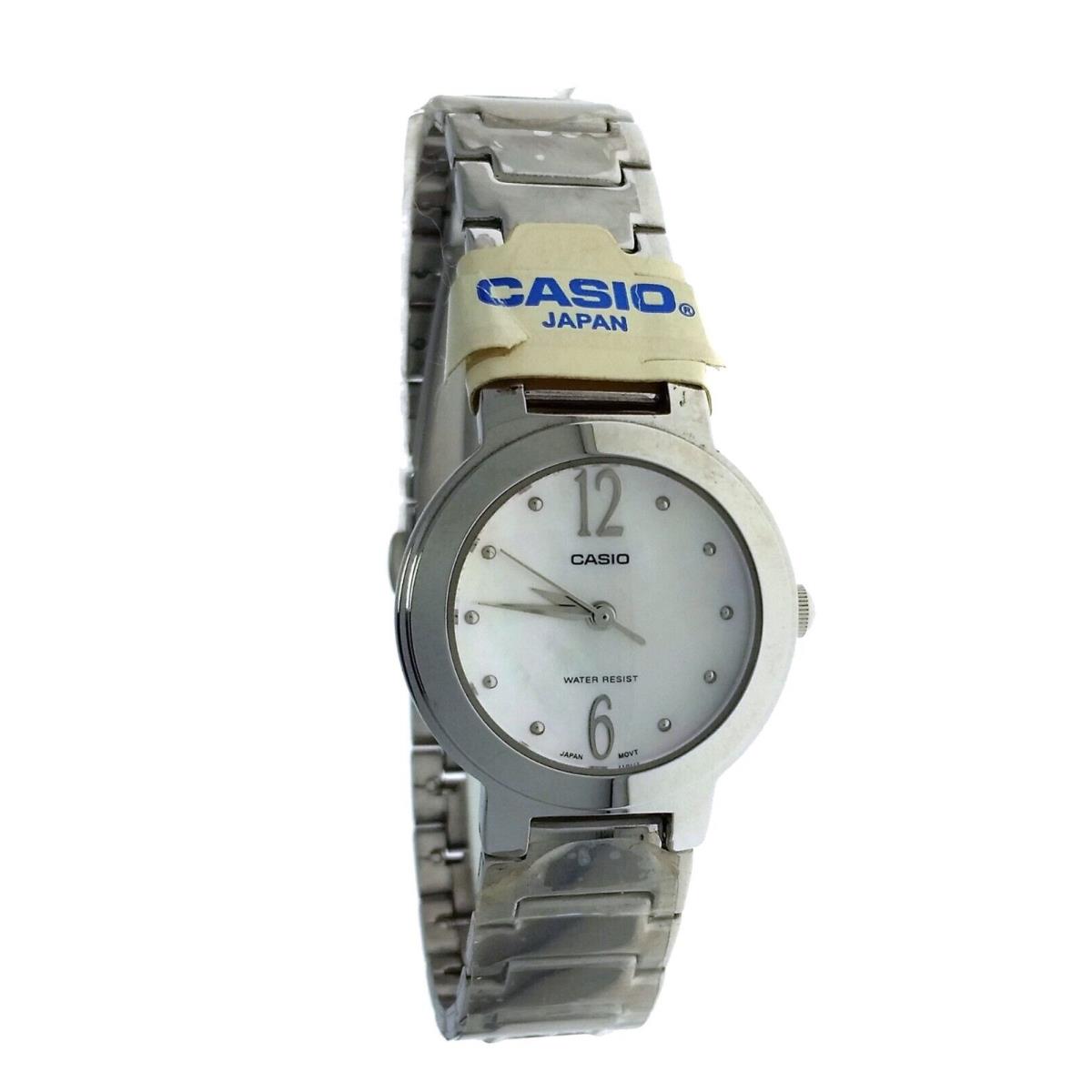 Casio Ladies White Mother Of Pearl Dial Dome Metal Wristwatch Watch LTP1191A-4A