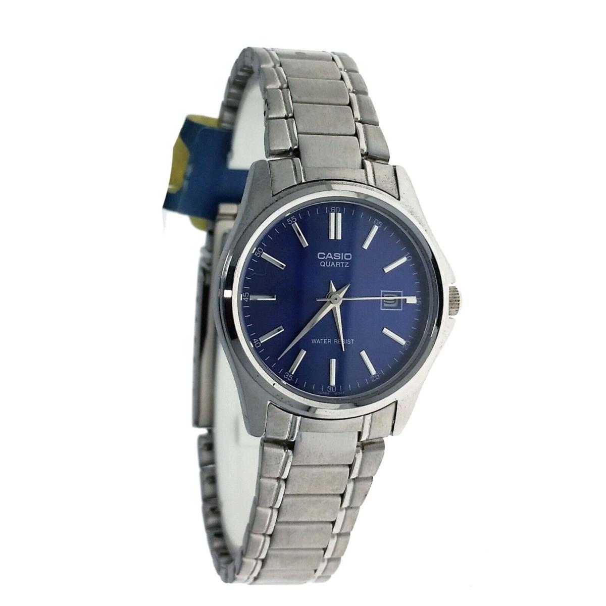 Casio Ladies Round Blue Face Date Metal Watch Water Resistant LTP-1183A-1AD
