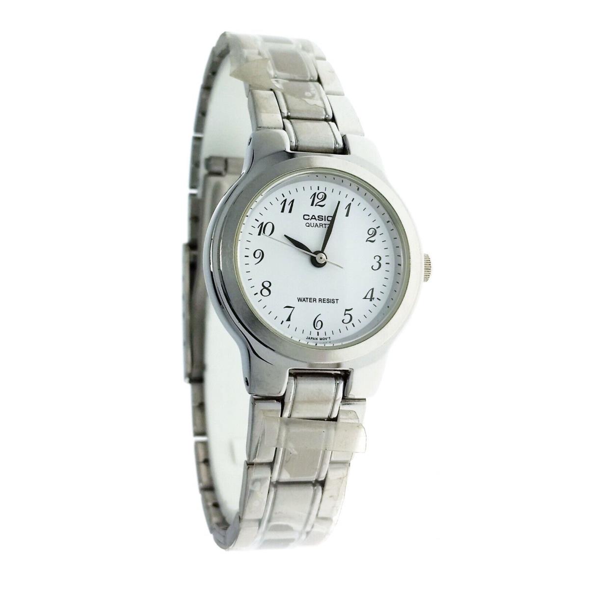 Casio Ladies Round Numeral White Dial Metal Wristwatch Watch Ltp V001A 7A