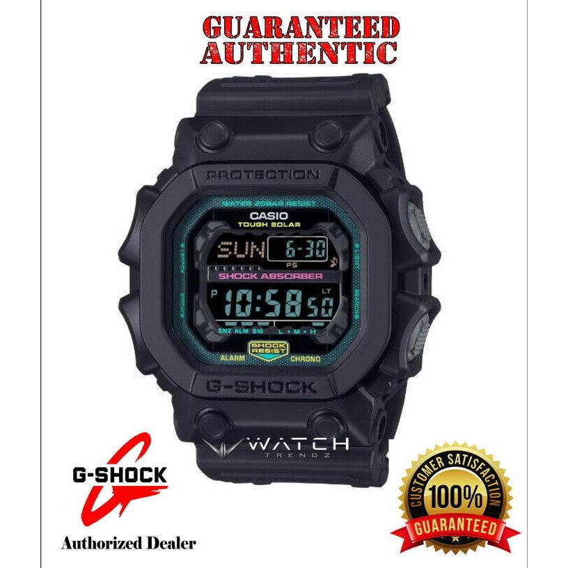 Casio G-shock GX56MF-1 Tough Solar Powered Fluorescent Accent Dial Black Watch - Dial: Multicolor, Band: Black, Bezel: Black