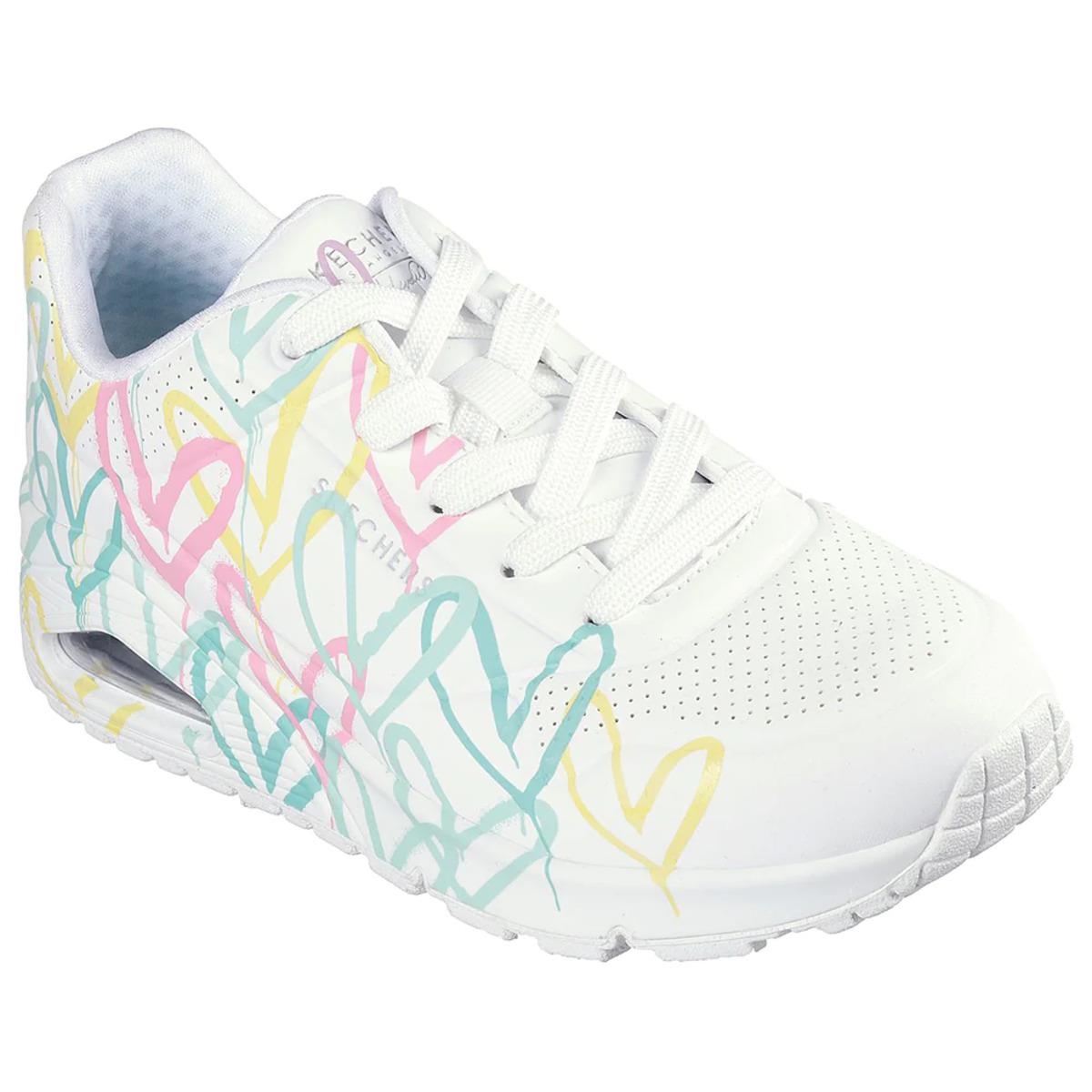 Skechers Women`s Jgoldcrown Uno Changed Love Sneaker Shoes 177982 - White/Multi