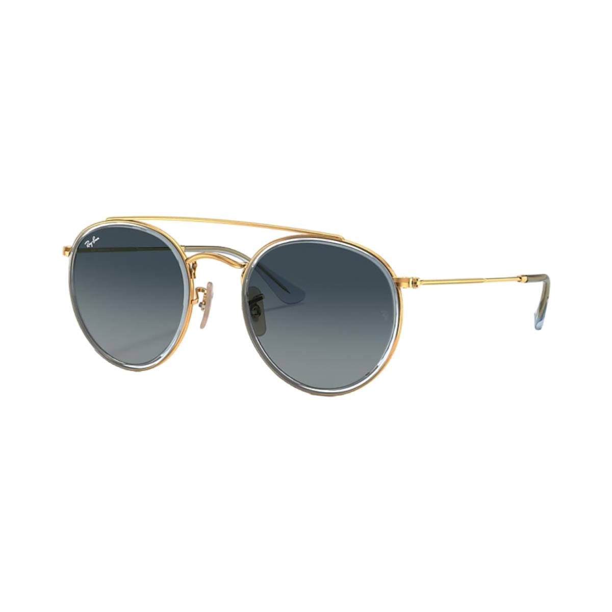 Ray-ban RB3647 Round Sunglasses - Gold Frame Blue Gradient Lenses