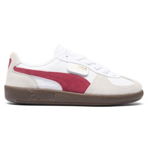 Puma Palermo Leather Lace Up Womens Grey Red White Sneakers Casual Shoes 3976
