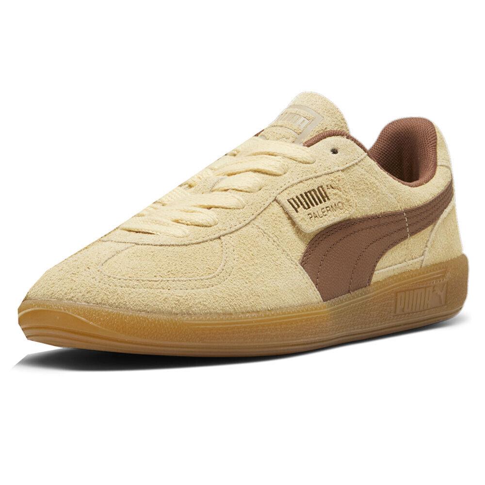 Puma Palermo Hairy Lace Up Mens Beige Sneakers Casual Shoes 39725101 - Beige