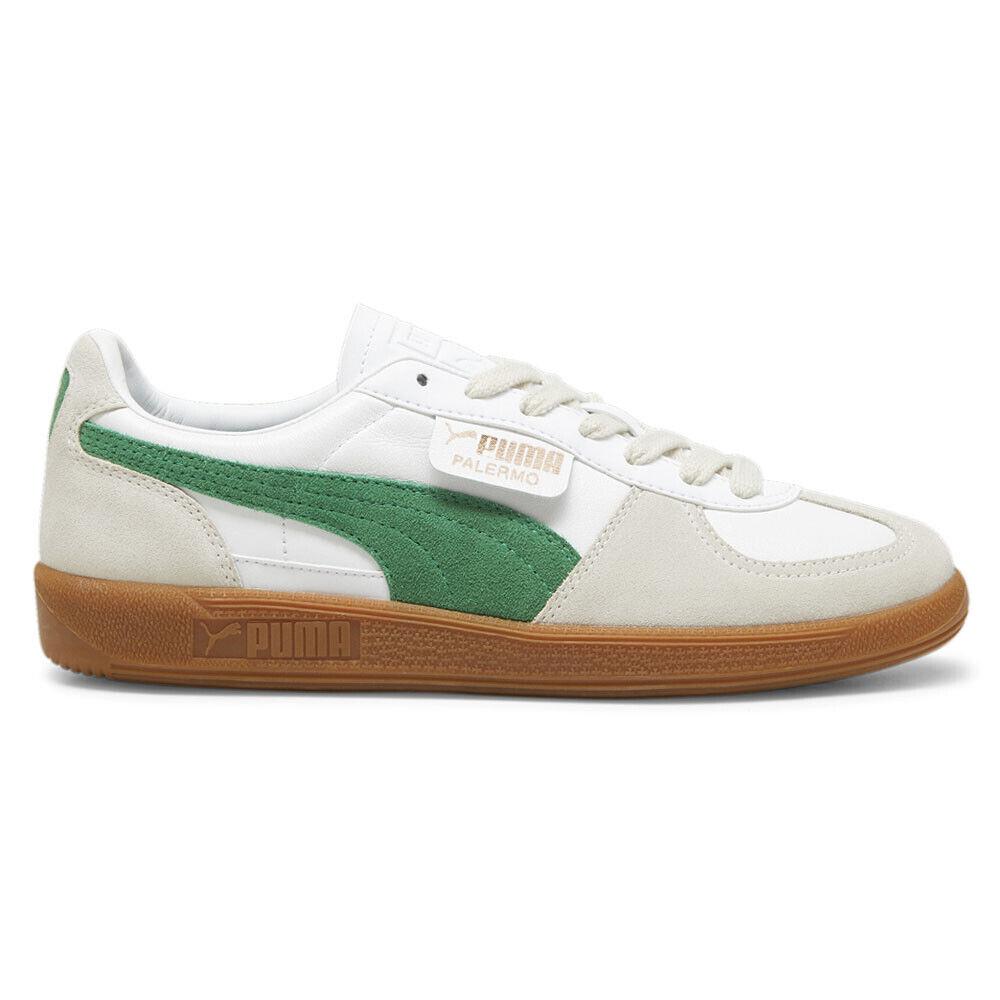 Puma Palermo Lace Up Mens Green Grey White Sneakers Casual Shoes 39646407 - Green, Grey, White