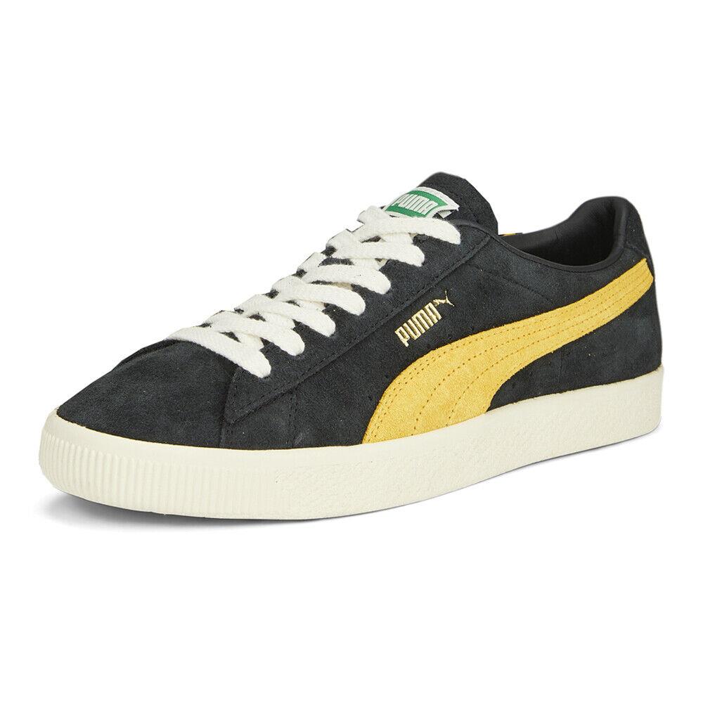 Puma Suede Vtg Hairy Lace Up Mens Black Yellow Sneakers Casual Shoes 38569806