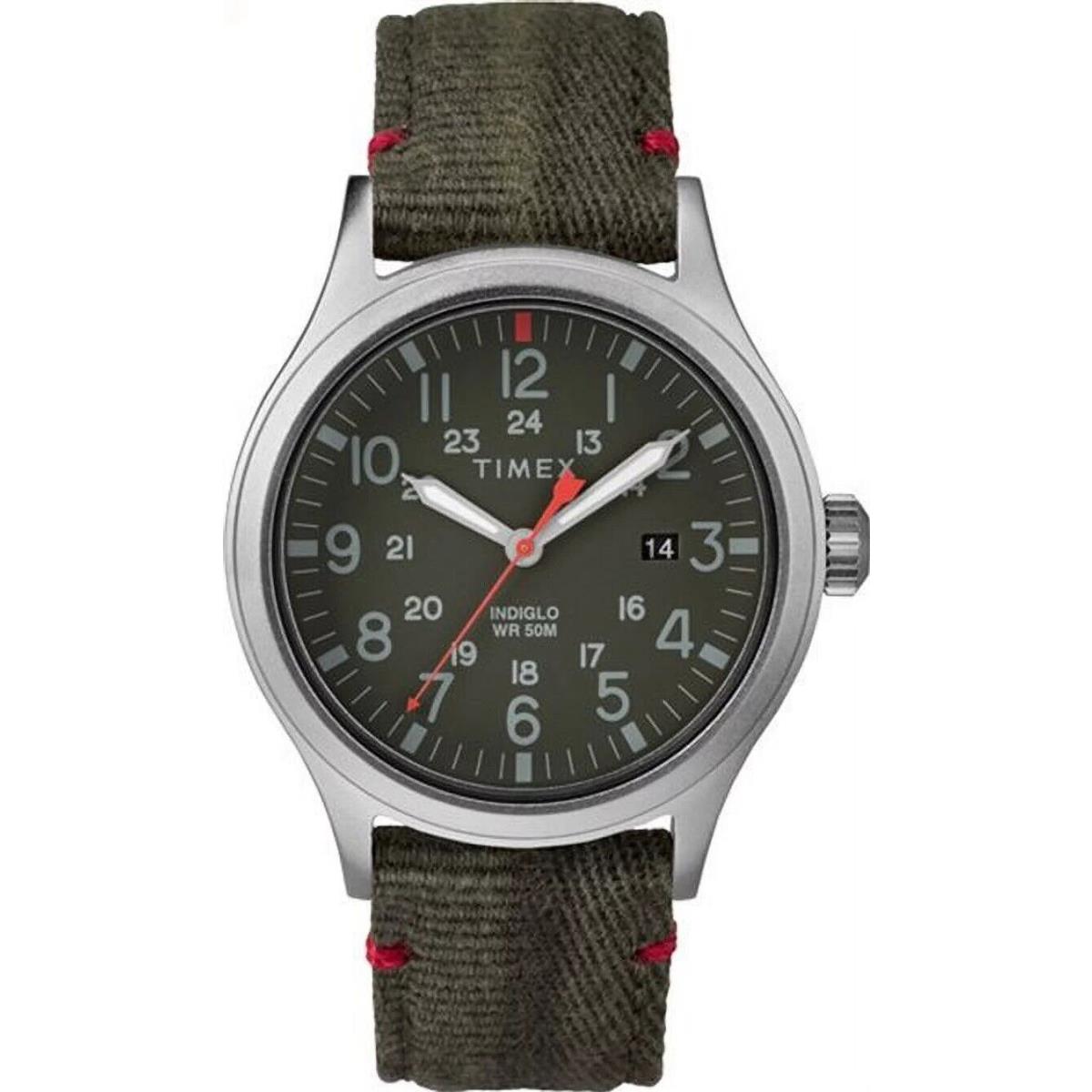 Timex TW2R60900 Men`s Steel Analog Watch Green Strap