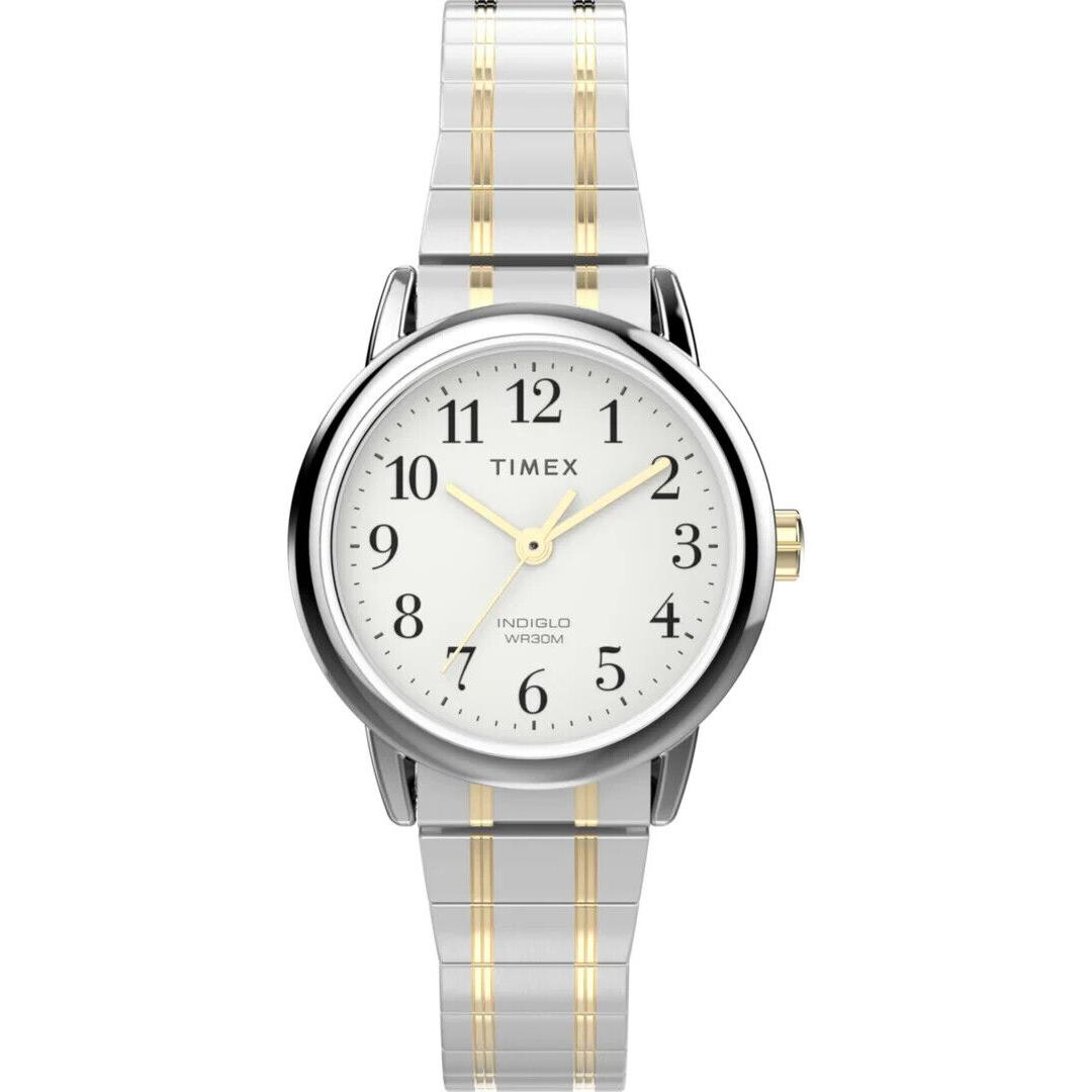 Timex TW2W52500 Easy Reader Women`s 2-Tone Expansion Indiglo 25MM Case - Dial: White, Band: Multicolor, Bezel: Silver