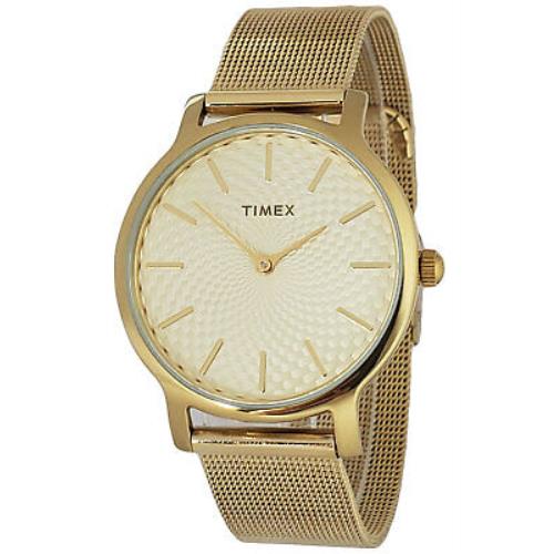 Timex TW2T25900 Metropolitan Women`s Round Analog Watch Gold-tone Steel Bracelet