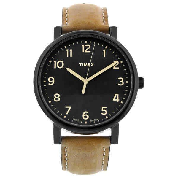 Timex Premium Originals Black Tan Leather Men`s Watch T2N677