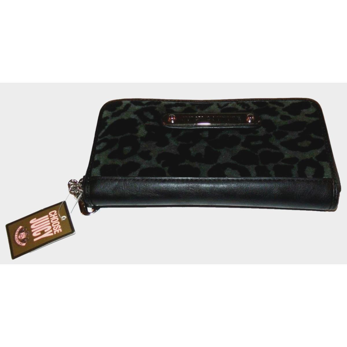 Juicy Couture Black Grey Leopard Print Zipper Wallet Y2K Retired Juicy