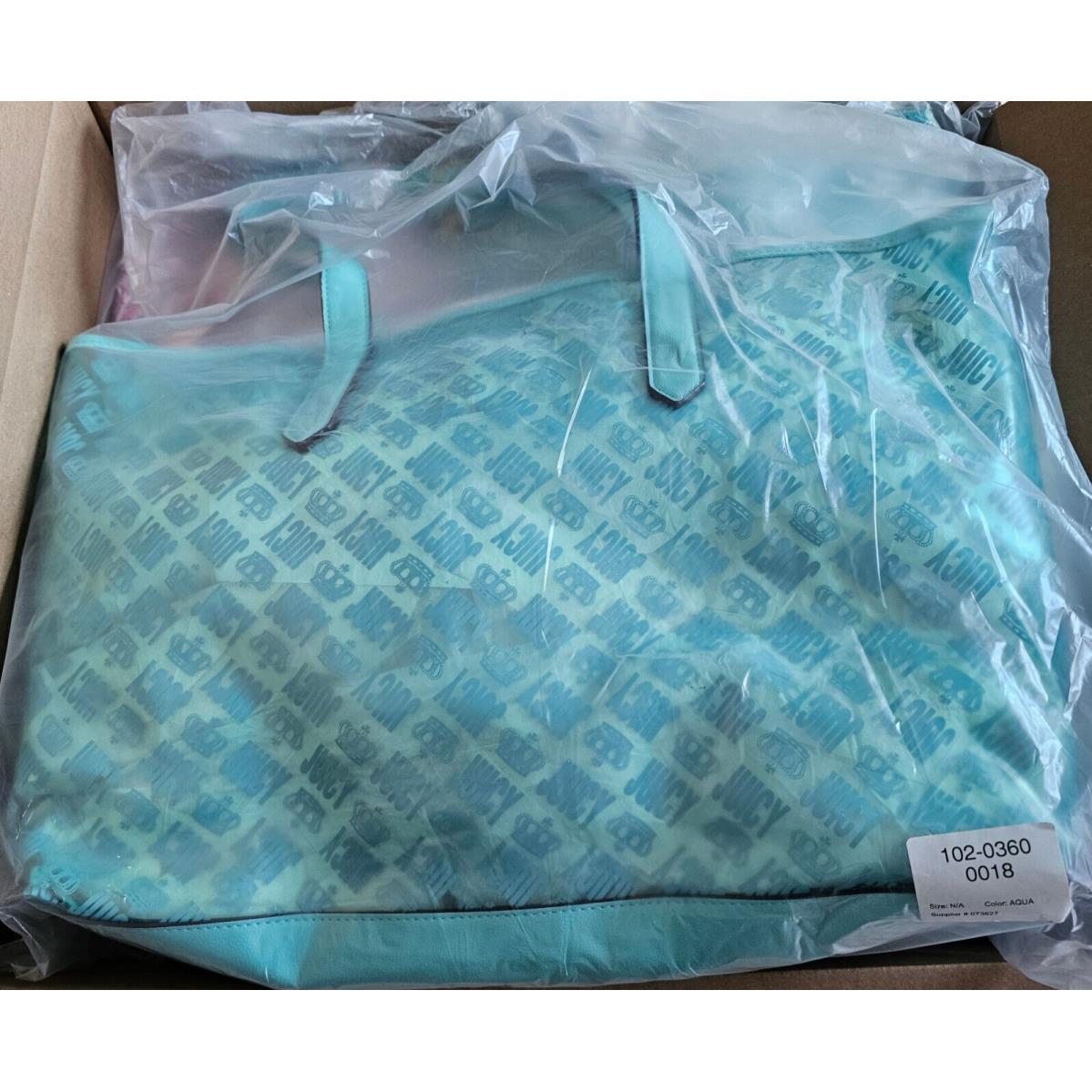 Juicy by Juicy Couture Clear Logo Print Beach Aqua Tote Bag