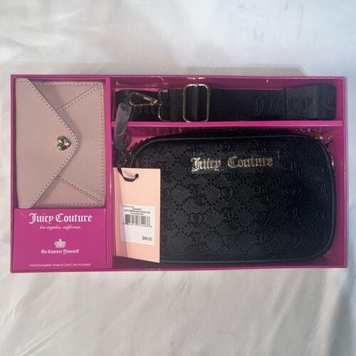 Juicy Couture Black Liquorice Slim Camera Bag Pink Envelope Card Coin Purse