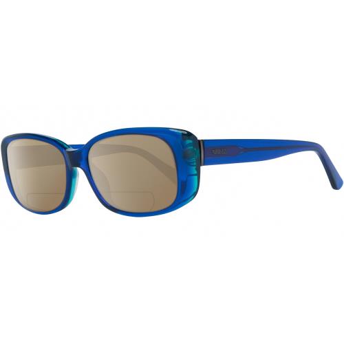Guess GU7408-90X Women`s Polarized Bifocal Sunglasses in Blue Green Crystal 52mm Brown