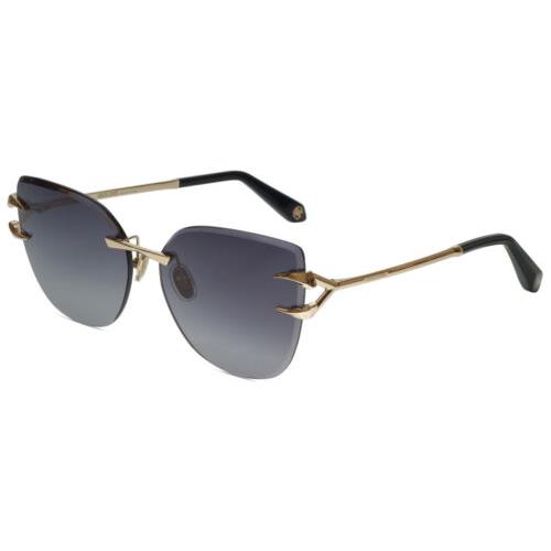 Roberto Cavalli SRC043-0300 Cateye Rimless Sunglasses in Gold/grey Gradient 62mm