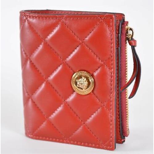 Versace Red Quilted Leather Medusa Head Small Bifold Wallet