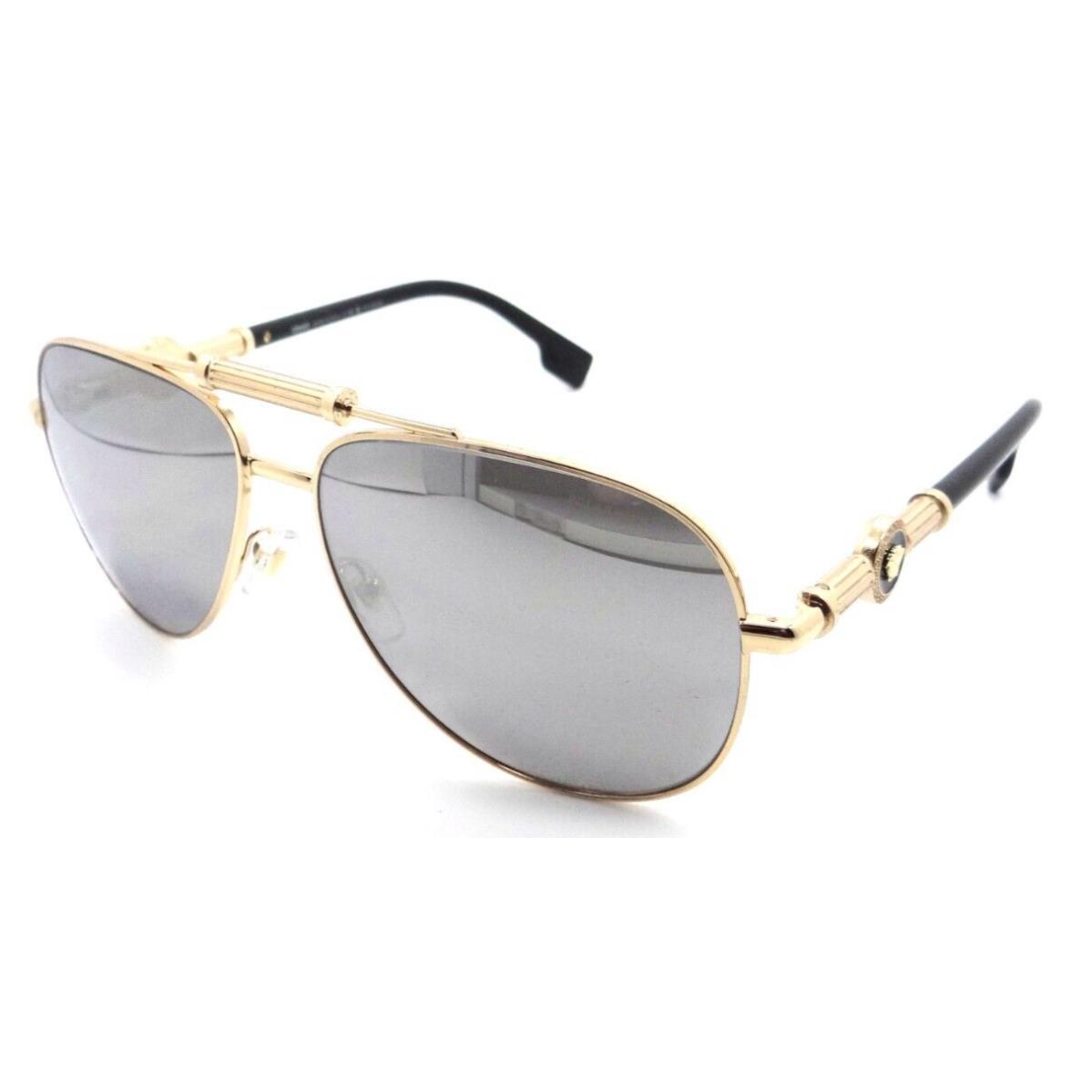 Versace Sunglasses VE 2236 1002/Z3 59-14-140 Gold / Grey Mirror Silver Polarized