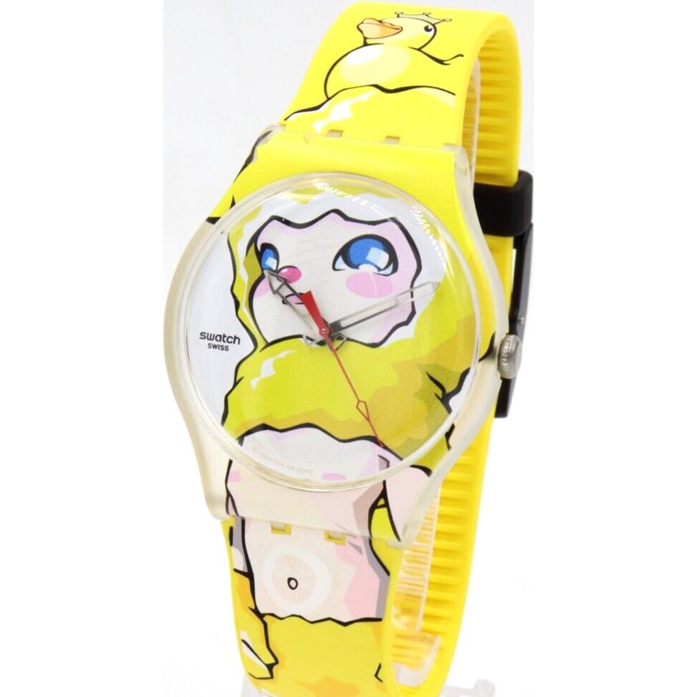 Swiss Swatch Originals Ducky Brigade Yellow Silicone Watch 41mm SUOZ113