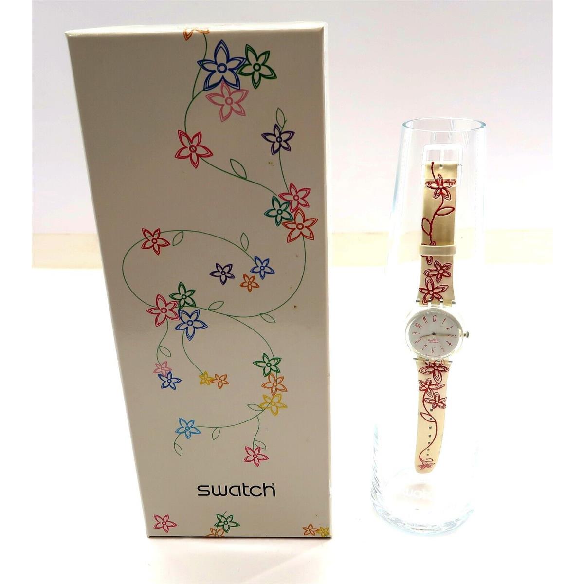 Swatch Watch Motherly GZS36PACK 2004 Boxed Set with Glass Flower Vase Nos